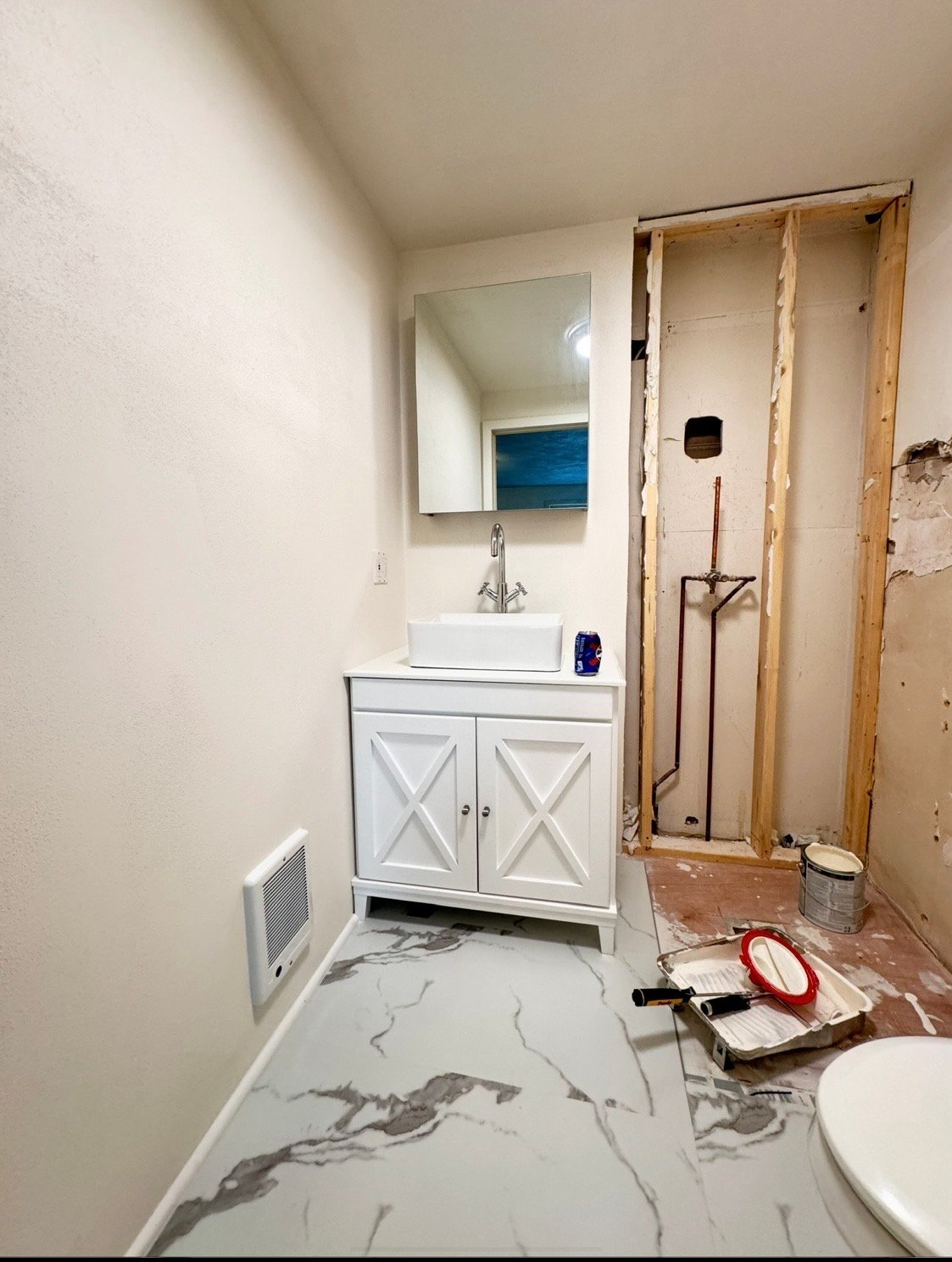 Bathroom vanity with updated lighting in Verona WI