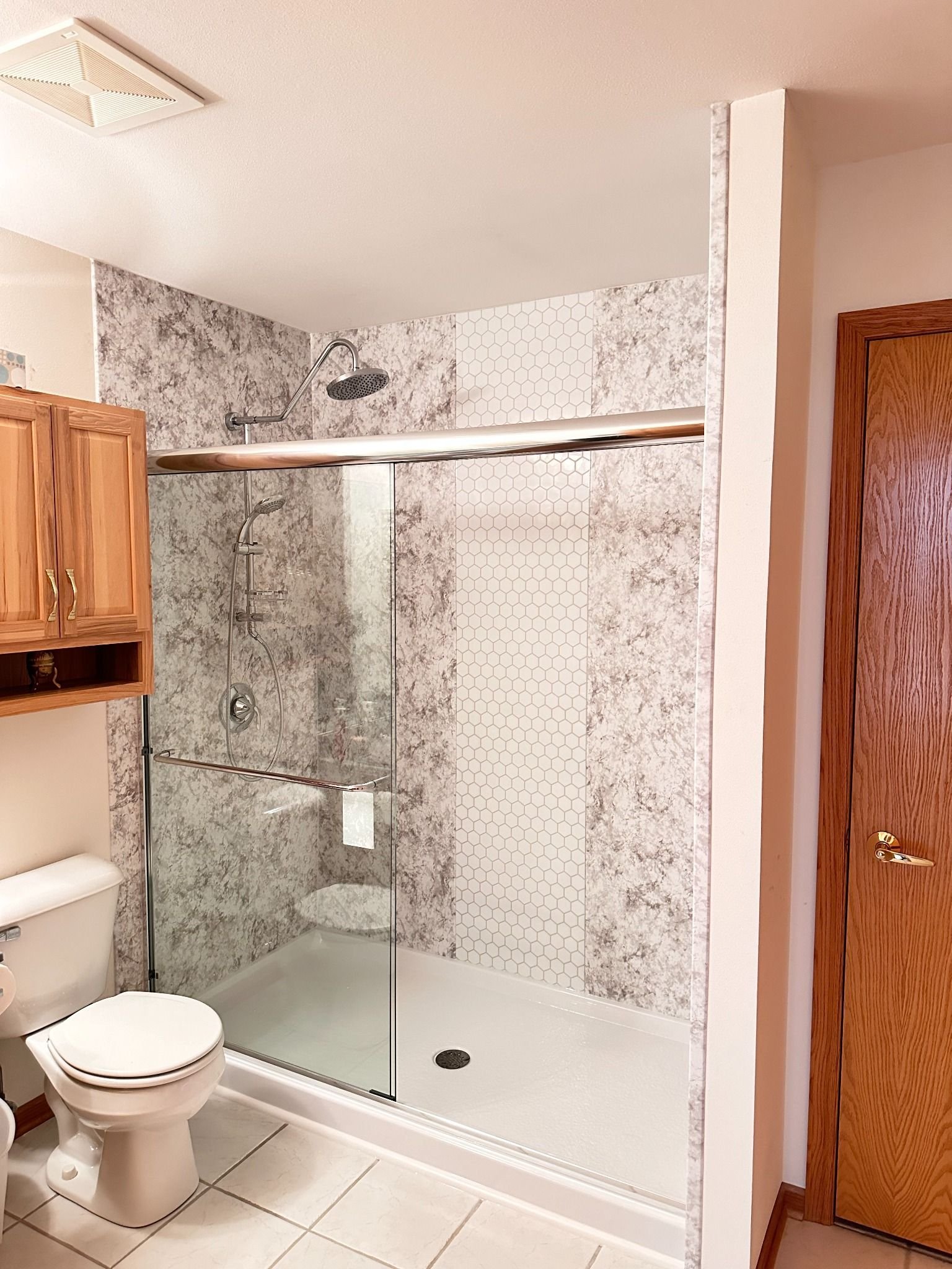 Hexagonal tile shower design in Evansville WI